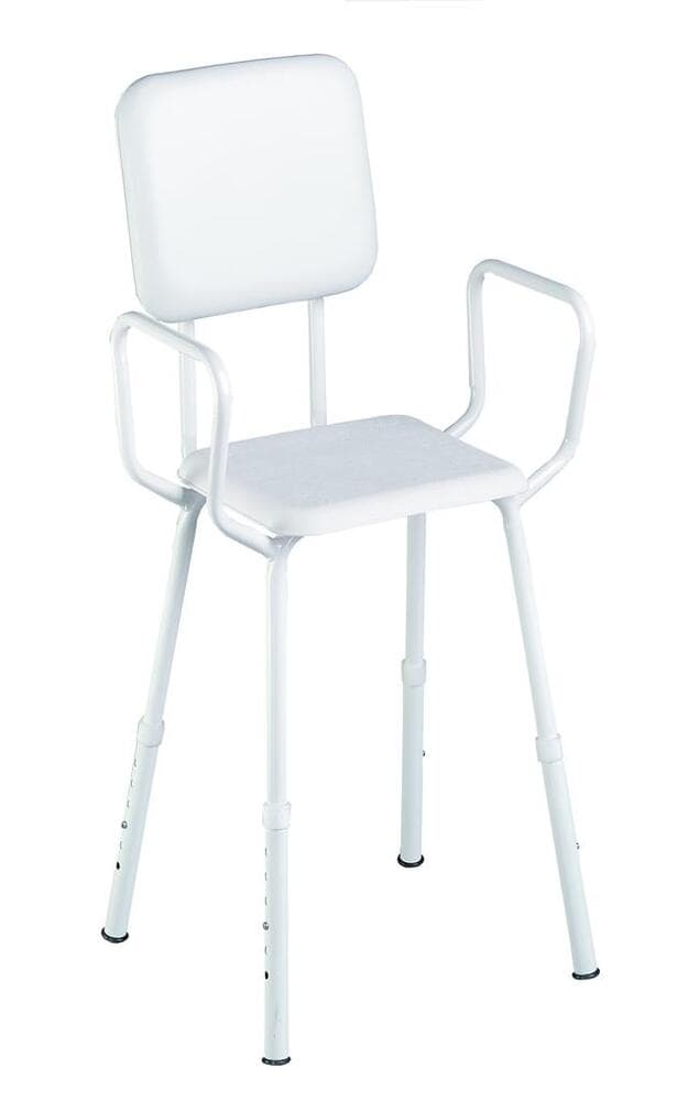 Shower Stool w/ Arms, Padded Seat & Back - 125 kg